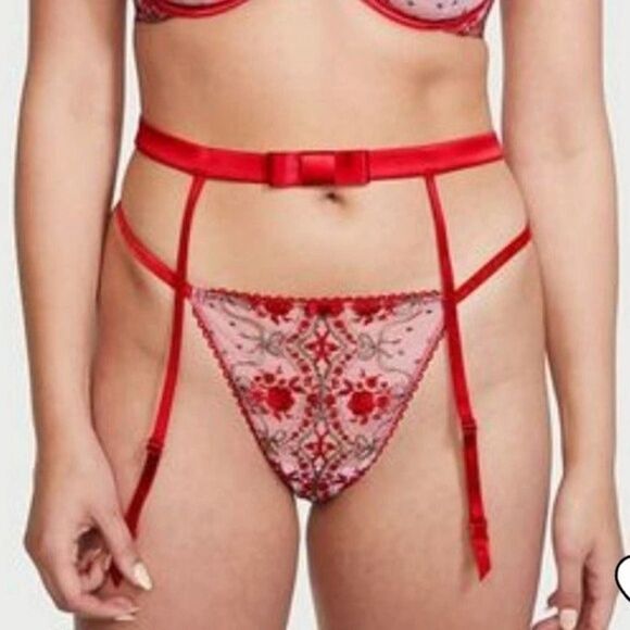 Victoria Secret's Rosebud Red bow garter belt XL/XXL - Picture 1 of 6